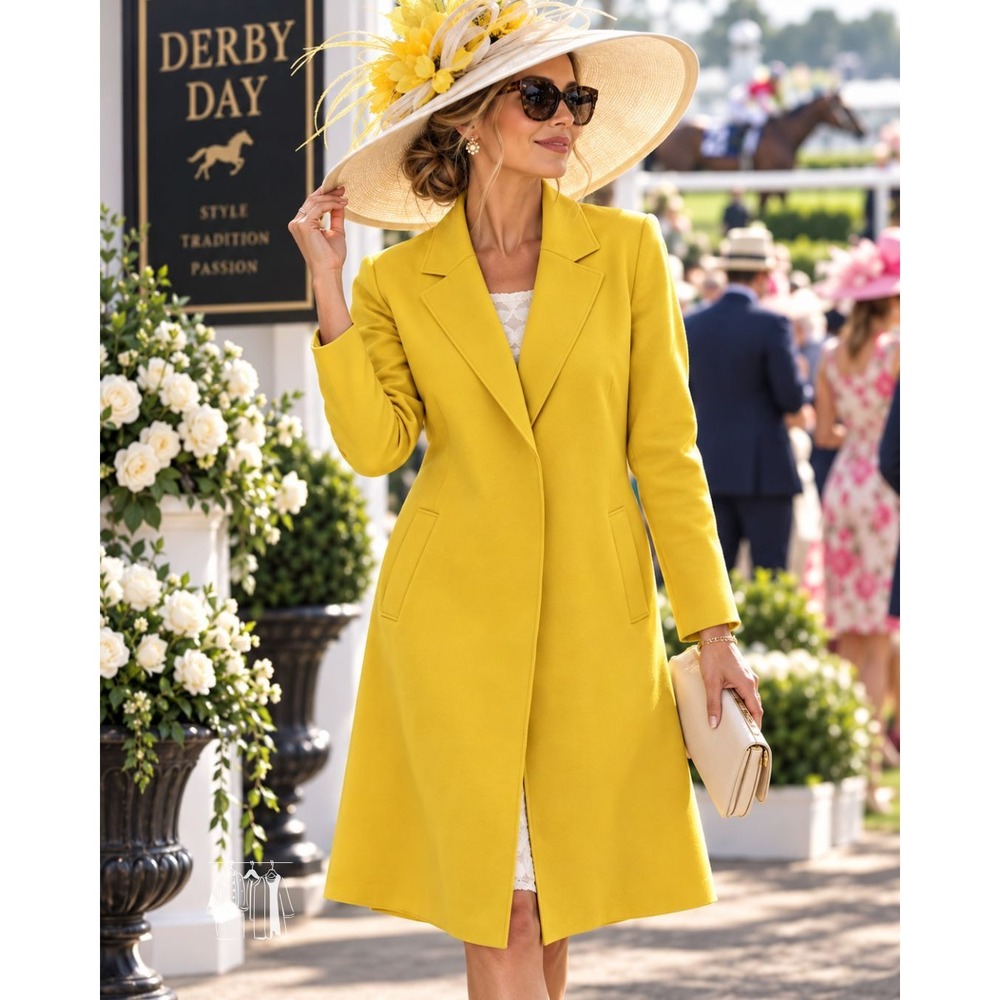 Carolina Belle Blazer Coat Womens L Mustard Yellow NWT Longline Ponte Knit